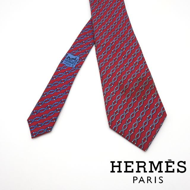 Hermes(エルメス)の最高級シルク100% エルメス HERMES ネクタイ 濃いピンク×ブルー メンズのファッション小物(ネクタイ)の商品写真