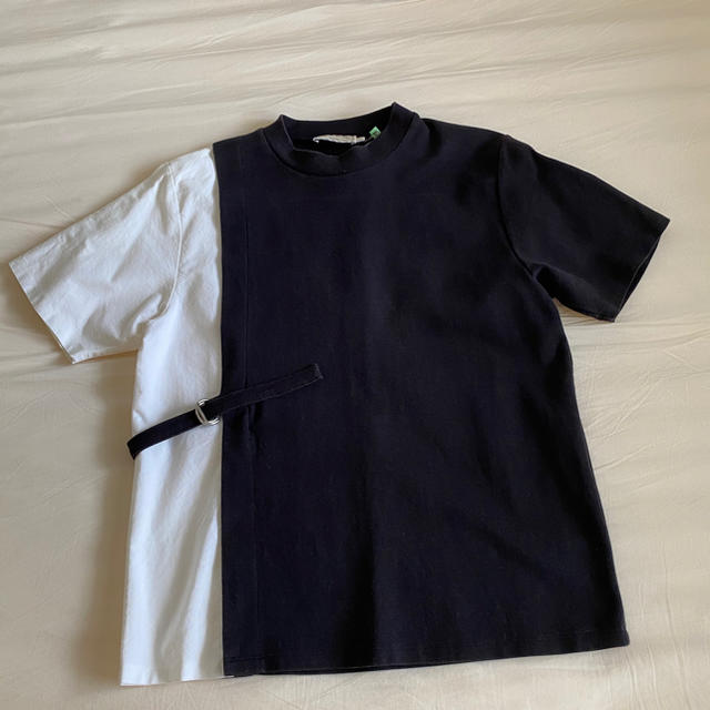 MAISON KITSUNE'(メゾンキツネ)のメゾンキツネ　Tシャツ　バイカラー　ブラック　ホワイト　美品 レディースのトップス(Tシャツ(半袖/袖なし))の商品写真
