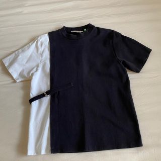 メゾンキツネ(MAISON KITSUNE')のメゾンキツネ　Tシャツ　バイカラー　ブラック　ホワイト　美品(Tシャツ(半袖/袖なし))