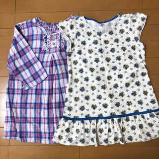 ユニクロ(UNIQLO)のkids フリルノースリーブ　7分丈ガーゼカットソー(Tシャツ/カットソー)