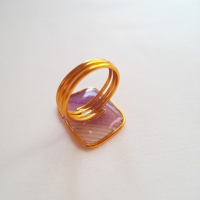 和紙リング 紫指輪 ワイヤーアクセサリー ハンドメイド ハンドメイドのアクセサリー(リング)の商品写真