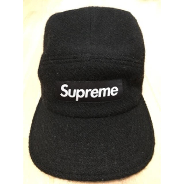 supreme キャップ　ブラックツイード