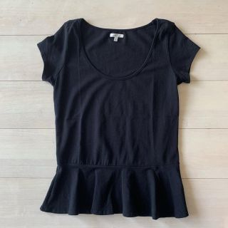 ザラ(ZARA)のザラZARAトップスTシャツ黒ブラック裾フリルMサイズ(Tシャツ(半袖/袖なし))