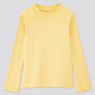 ユニクロ(UNIQLO)の●メリー様専用●（新品）UNIQLOガールズハイネック長袖Tシャツ　イエロー(Tシャツ/カットソー)