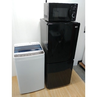 ハイアール(Haier)のブラックセット　冷蔵庫　洗濯機　レンジ　カップルサイズ　単身セット　大きめサイズ(冷蔵庫)