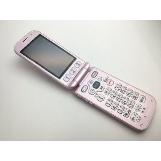 フジツウ(富士通)のdocomoガラケー らくらくホン F-08C ペールピンク◆美品◆253(携帯電話本体)