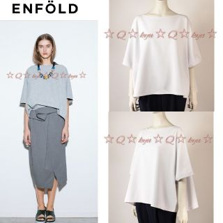 エンフォルド(ENFOLD)のENFOLD ☆ サマーコットンワイドTシャツ ホワイト 36 ブラウス(Tシャツ/カットソー(半袖/袖なし))