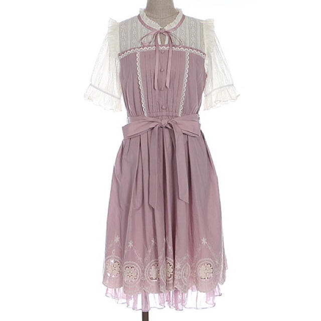 axes femme(アクシーズファム)の裾刺繍　ワンピース レディースのスカート(ひざ丈スカート)の商品写真