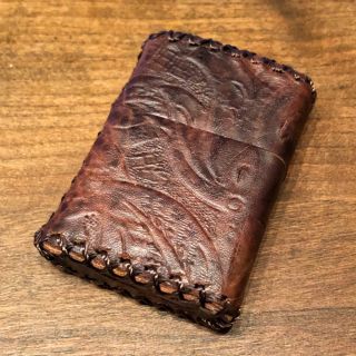 ジッポー(ZIPPO)の[本革] zippo レザーケース 革ケース アンティーク リーフ柄(タバコグッズ)