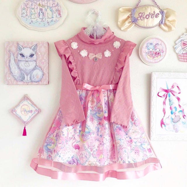 しまむら(シマムラ)のエコネコ ワンピース  キッズ/ベビー/マタニティのキッズ服女の子用(90cm~)(ワンピース)の商品写真