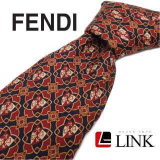 フェンディ(FENDI)の最高級シルク100% フェンディ FENDI ネクタイ レッド×濃いネイビー(ネクタイ)