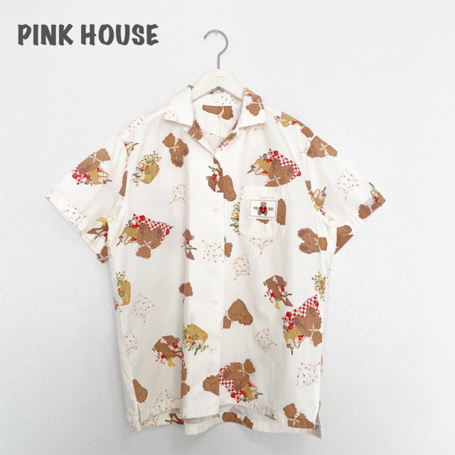 【PINK HOUSE】くま柄 シャツ ブラウス ピンクハウス