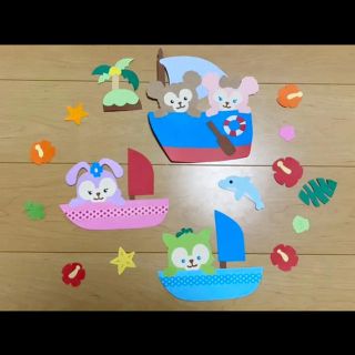 ダッフィフレンズ　壁面装飾　夏　サマー　7月　8月　海(型紙/パターン)