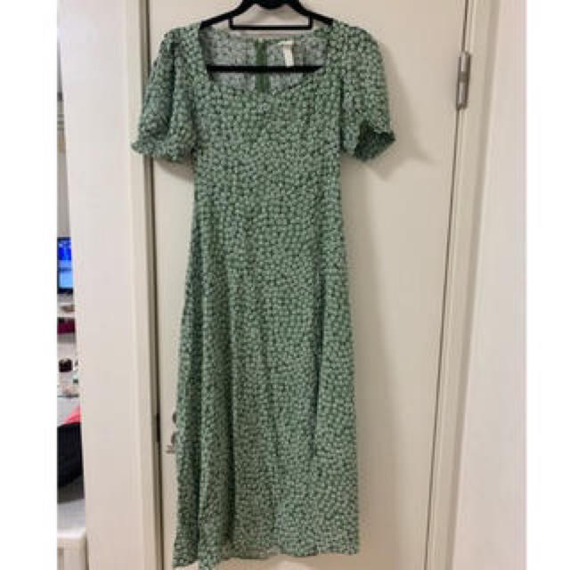 H&M 花柄 グリーン ワンピース
