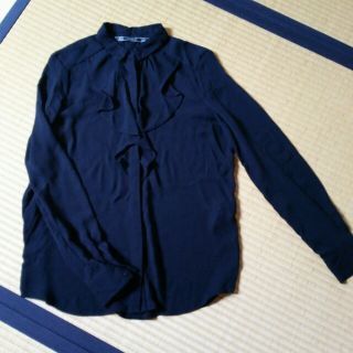 ザラ(ZARA)のZARA ブラックシフォンブラウス(シャツ/ブラウス(長袖/七分))