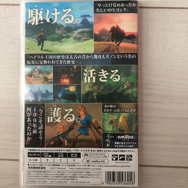 任天堂(ニンテンドウ)のゼルダの伝説 ブレス オブ ザ ワイルド Switch エンタメ/ホビーのゲームソフト/ゲーム機本体(家庭用ゲームソフト)の商品写真