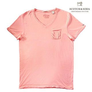 スコッチアンドソーダ(SCOTCH & SODA)の美品 SCOTCH & SODA ポケットTシャツ コーラルピンク S(Tシャツ/カットソー(半袖/袖なし))