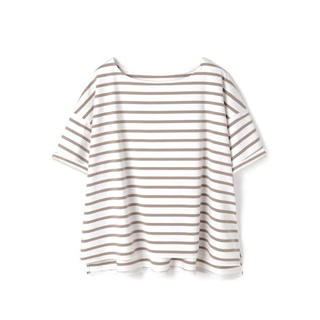 グレイル(GRL)の袖ロールアップボーダーTシャツ オフホワイト×ベージュ(Tシャツ(半袖/袖なし))