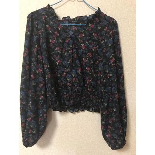 ダブルクローゼット(w closet)の花柄ブラウス ボレロ 黒(シャツ/ブラウス(長袖/七分))