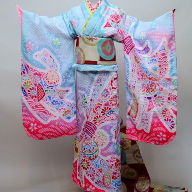 公式ショップ】 七歳 七五三 女児 NO27469 合繊 金刺繍入 絞り 陽気な
