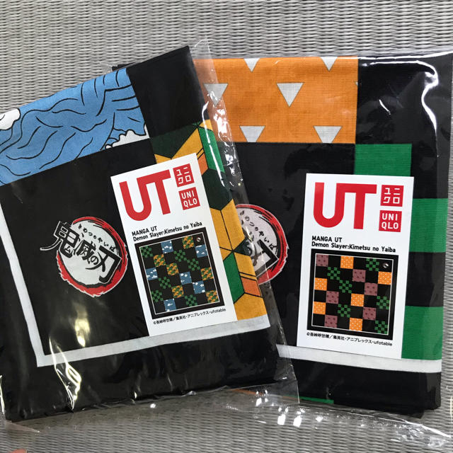 UNIQLO(ユニクロ)の【新品】鬼滅の刃 ユニクロ ノベルティ特典 バンダナ 2種セット エンタメ/ホビーのアニメグッズ(その他)の商品写真