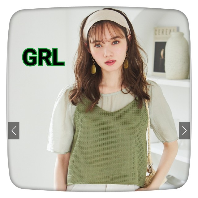 GRL(グレイル)のグレイル GRL　シアーブラウス＆キャミソールセット/グリーン レディースのトップス(キャミソール)の商品写真