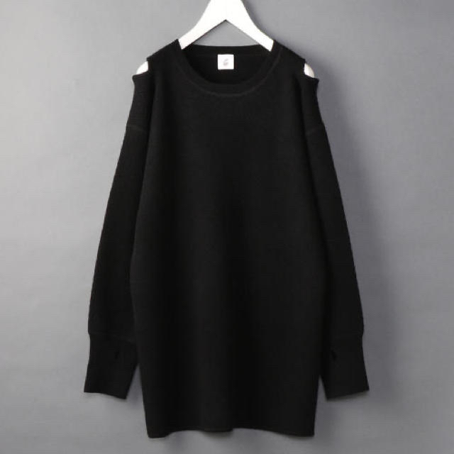 BEAUTY&YOUTH UNITED ARROWS(ビューティアンドユースユナイテッドアローズ)のRoku 6 SHOULDER 2HOLE KNIT ブラック　ニット　サーマル レディースのトップス(ニット/セーター)の商品写真