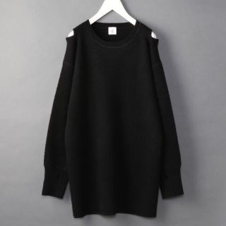 ビューティアンドユースユナイテッドアローズ(BEAUTY&YOUTH UNITED ARROWS)のRoku 6 SHOULDER 2HOLE KNIT ブラック　ニット　サーマル(ニット/セーター)