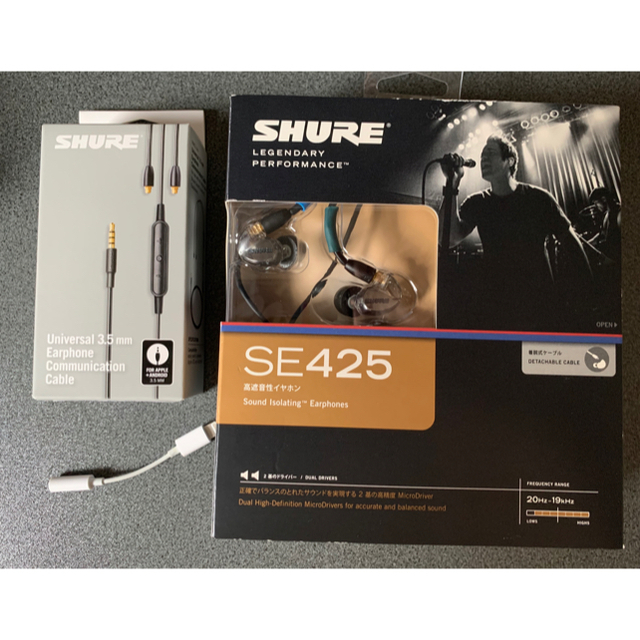 Shure SE425-CL プロフェッショナル遮音イヤホン、デュアルハイデフィニションマイクロドライバー、安全なインイヤーフィット-クリア  イヤホン、ヘッドホン