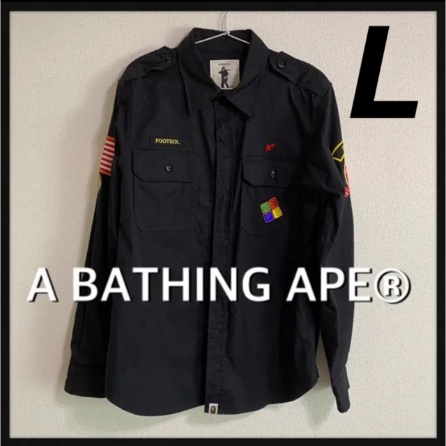 a068★A BATHING APE®︎ BOYS COUTS SHIRT L★