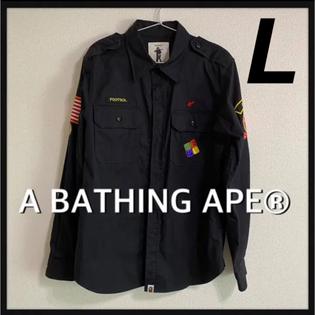 a068☆A BATHING APE®︎ BOYS COUTS SHIRT L☆ | www.jarussi.com.br