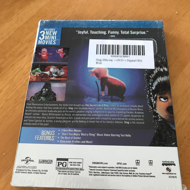 UNIVERSAL ENTERTAINMENT(ユニバーサルエンターテインメント)のSING 英語版　DVD  エンタメ/ホビーのDVD/ブルーレイ(外国映画)の商品写真