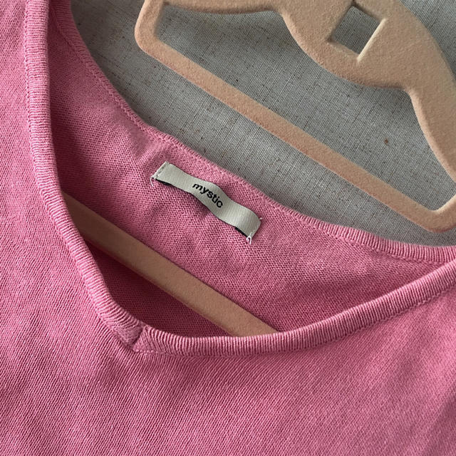 mystic(ミスティック)のmistic ピンク　ニット　シャツ レディースのトップス(Tシャツ(半袖/袖なし))の商品写真