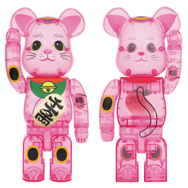 メディコムトイBE@RBRICK 招き猫 桃色透明 400％