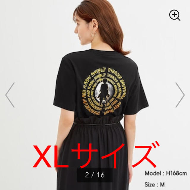 GU(ジーユー)のGU 鬼滅の刃　コラボTシャツ 我妻善逸　XL  黒　ブラック レディースのトップス(Tシャツ(半袖/袖なし))の商品写真