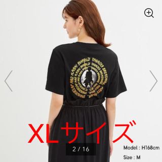 ジーユー(GU)のGU 鬼滅の刃　コラボTシャツ 我妻善逸　XL  黒　ブラック(Tシャツ(半袖/袖なし))