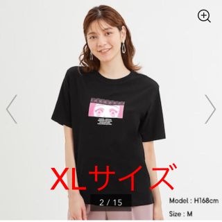 ジーユー(GU)のGU 鬼滅の刃　コラボTシャツ 竈門禰豆子　ねずこ　XL 黒(Tシャツ(半袖/袖なし))