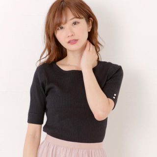 ミッシュマッシュ(MISCH MASCH)のMISCH MASCH 2way袖ストーンニット☆美品(カットソー(半袖/袖なし))