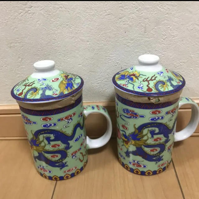 【新品未使用】2個セット 茶こし付きマグカップ　 台湾茶器