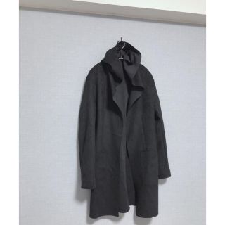 ザラ(ZARA)のZARA スエード　ビッグフードチェスターコート　黒(チェスターコート)