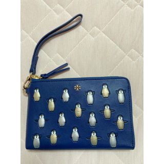 トリーバーチ(Tory Burch)のTORY BURCH トリーバーチ ポーチ  ペンギン　ブルー　美品(ポーチ)