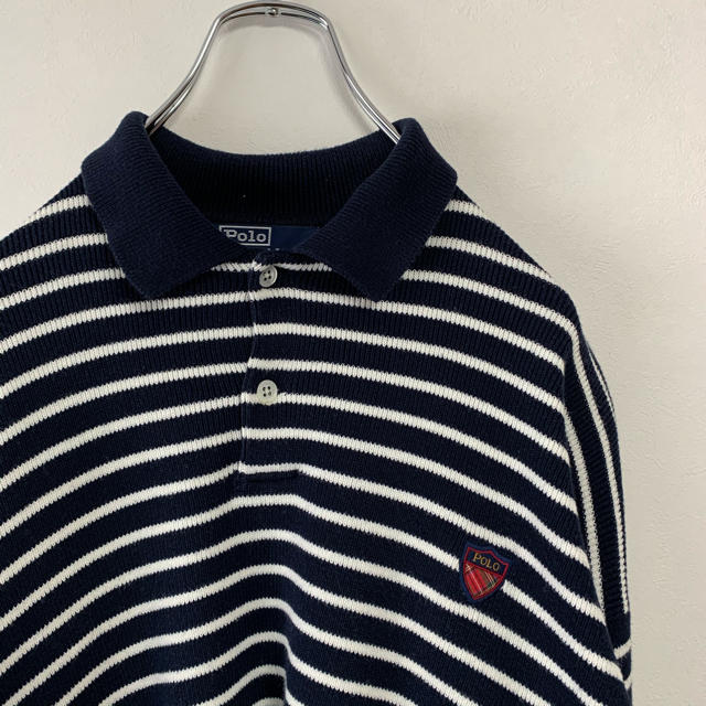 Ralph Lauren(ラルフローレン)の美品 90s POLO Ralph Lauren 長袖ポロセーターコットンニット メンズのトップス(ニット/セーター)の商品写真