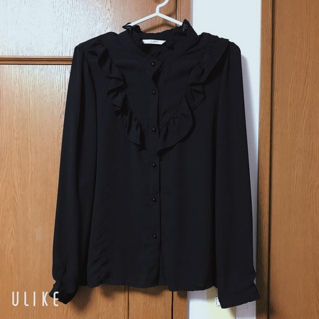 💎最終処分💎black フリル シフォン ブラウス レディースのトップス(シャツ/ブラウス(長袖/七分))の商品写真