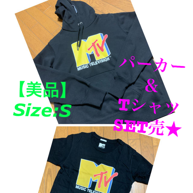 GU(ジーユー)の【超美品】GU×MTV‪‪❤︎‬パーカー＆半袖Tシャツset売★Size:S メンズのトップス(パーカー)の商品写真