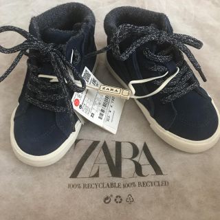 ザラキッズ(ZARA KIDS)の【ZARA】新品未使用‼︎スエードスニーカー　青　14.5 ハイカット(スニーカー)