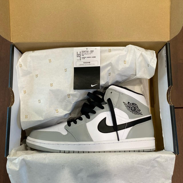 【新品】AIR JORDAN 1 MID LIGHT SMOKE GREY 28