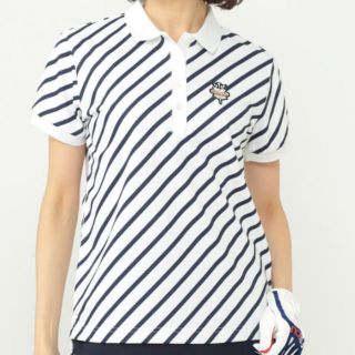 ビームス(BEAMS)のBEAMS GOLF 斜めストライプ　ポロシャツ(ウエア)