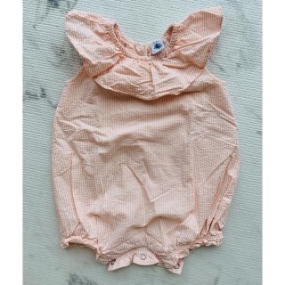 プチバトー(PETIT BATEAU)のプチバトー　ピンクストライプロンパース　18m/81㎝(ロンパース)