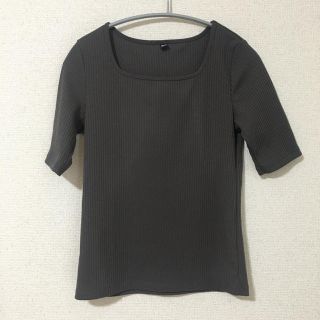 ユニクロ(UNIQLO)のユニクロ　リブスクエアネックT グレー(Tシャツ(半袖/袖なし))