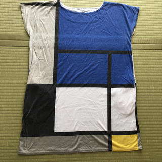 グラニフ(Design Tshirts Store graniph)のグラニフ  ワンピース　チュニック　幾何学模様　ブルー(ひざ丈ワンピース)
